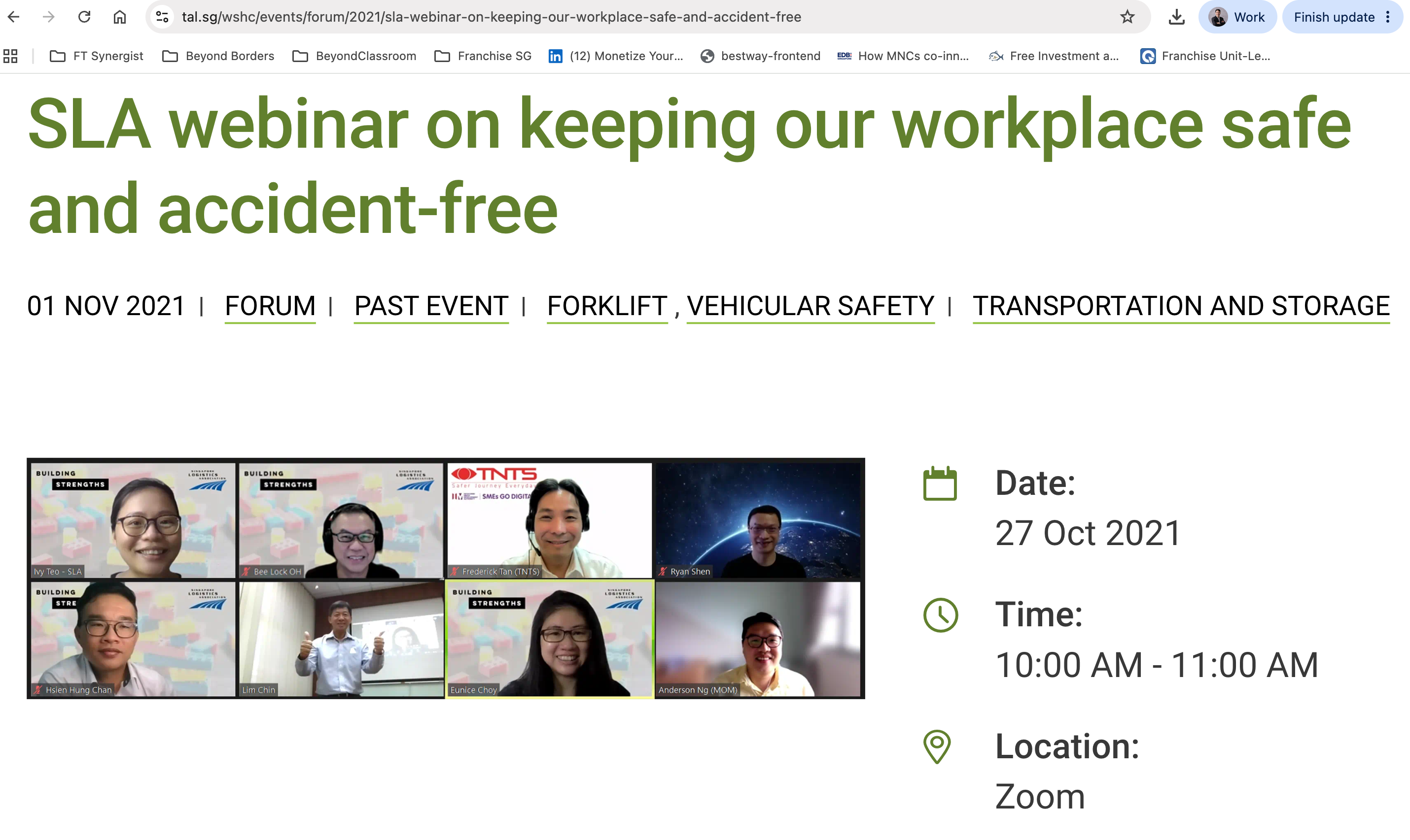 Frederick Tan presenting AI fleet safety frameworks at Workplace Safety and Health Council (WSHC) SLA Webinar